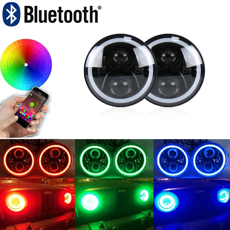 Комплект для переоборудования передних фар 7 &quotLed лампы с RGB светодиодами DRL