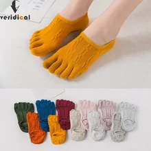 VERIDICAL/Хлопковые носки хорошего качества с пальцами для женщин и девочек; однотонные носки с пятью пальцами; calcetines; 5 пар/лот; носки в стиле Харадзюку