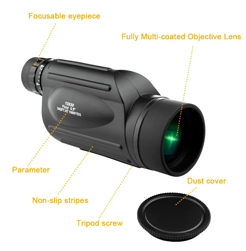 GOMU 13X50 Водонепроницаемый Монокуляр телескоп Бинокль HD мощный окуляр для наблюдения за птицами с Bak4 призма Открытый Охота
