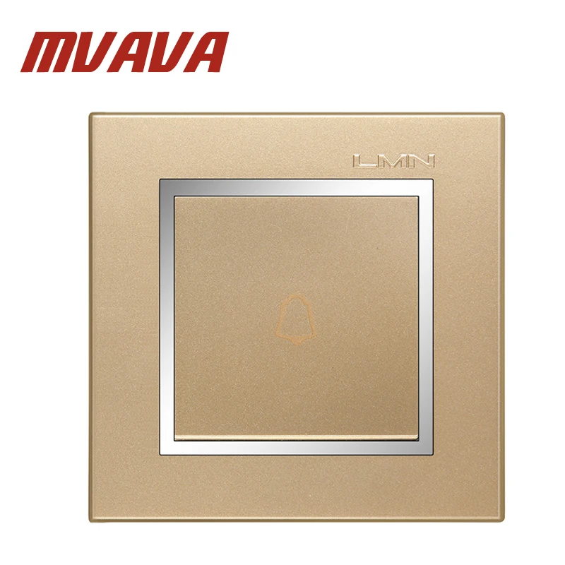 

MVAVA Push Bottom Home Office Hotel Gate Doorbell Wall Switch Champagne Gold 220V One Gang Door Bell Switch Chromed PC Panel
