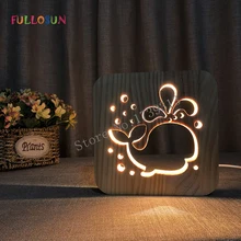3D Night Light LED USB Wooden Night Lamp LED Sleep Warm Light for Kids Novlety Gift easter gift usb silica led cartoon night light