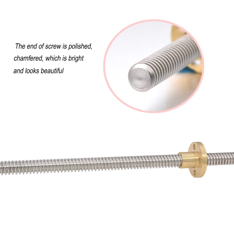T8 наводимый винтовой стержень диаметр 8 мм Шаг 2 мм вести 4 мм длиной 400 мм 500 мм трапециевидныый винтовой стержень с резьбой с латунной гайкой для RepRap 3D-принтеры z оси 3d принтер экструдер
