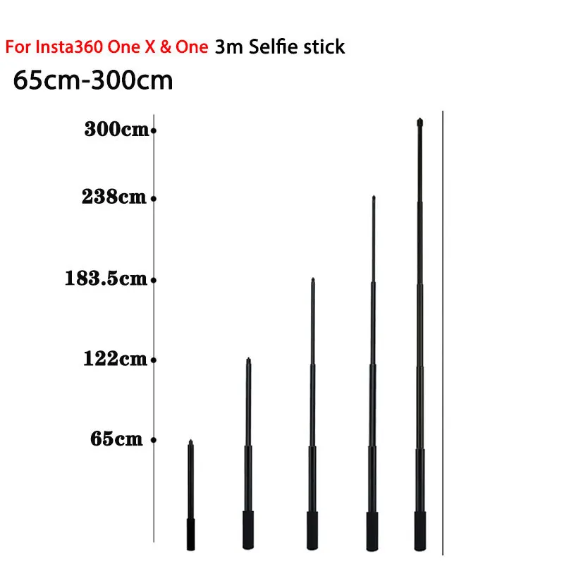 

New 3m Aluminum Alloy Pole Super Long Five-section Telescopic Selfie Stick For Insta360 One X & One 360 VR Camera Accessories