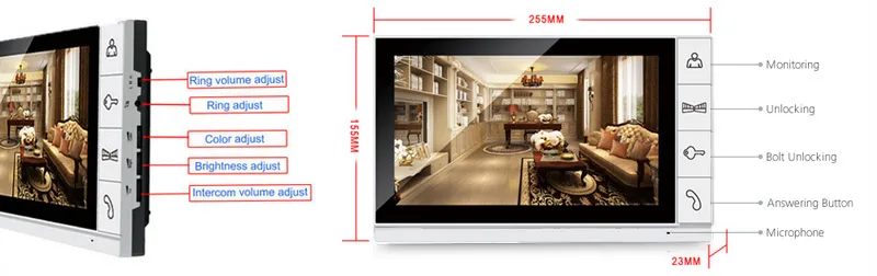 " дюймовый цветной цифровой экран TFT 800x480 ЖК-широкоформатный монитор для видеодомофона дверной звонок Система внутренней связи Поддержка SD карты