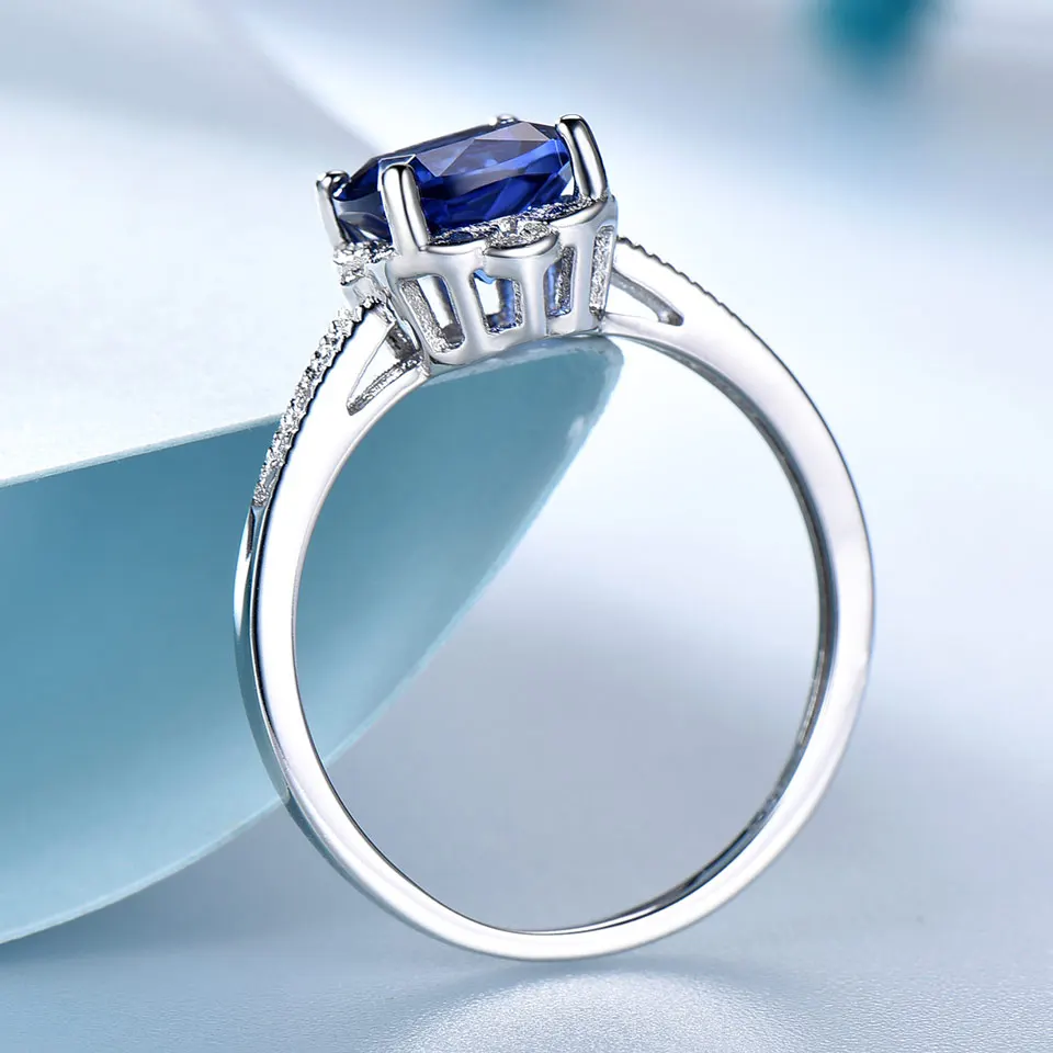 UMCHO романтический цветок создан синий сапфир массивные кольца 925 серебряные ювелирные изделия для женщин Свадебные обручальные Подарки хорошее ювелирное изделие