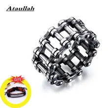 Ataullah gothique Rock chaîne de vélo anneau en acier inoxydable Vintage argent anneaux personnalité Antique bijoux pour homme cadeau RW047(China)
