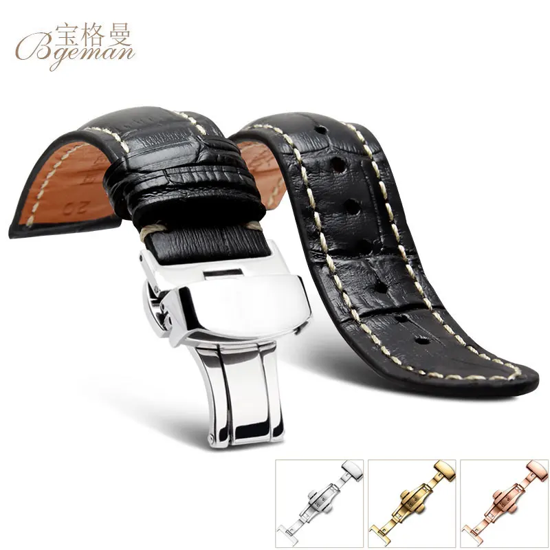 

New high quality leather strap 18mm 19mm 20mm 21mm 22mm strap butterfly watch strap with no postage.