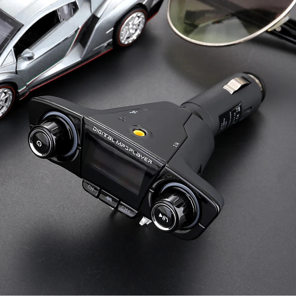 

Portable Bluetooth Car MP3 Player FM Emission Music Transmission 1.3 inch LED Display Car Charger for Driving Support TF Card