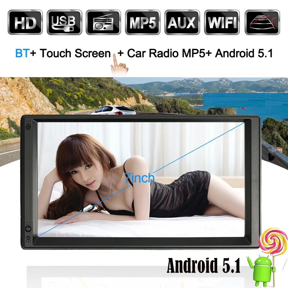 

2 DIN Android Car Radio GPS WIFI 5.1 Mutimedia Player GPS Navigation Stereo autoradio Entertainment 7" HD Touch Screen BT WIFI