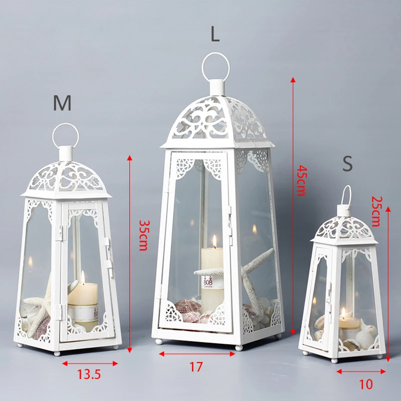 European Vintage Wedding Accents Lace Design White Iron Small Middle Large Candle Holder Set European Vintage Wedding Accents Lace Design White Iron Small Middle Large Candle Holder Set