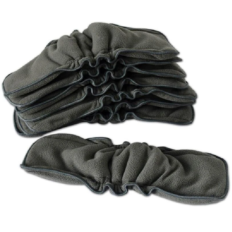 

highly absorbent reusable diaper soaker pad leakage guard washable 5 layer bamboo charcol diaper insert with elastic for bebe