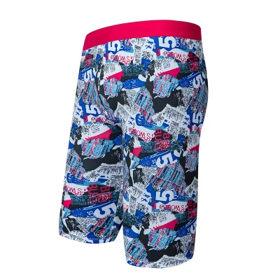 

2019 Summer Beach Wear Men Quick Dry Swimwear Long Swimming Trunks Men's Swimsuit Colorful Print Boxer Professional Briefs Pants