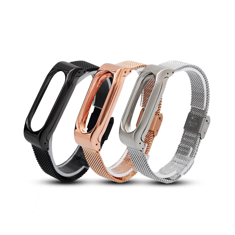 Ремешок из нержавеющей стали для Xiaomi mi band 2 сетчатые металлические ремешки замены