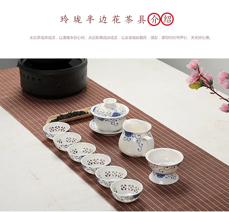 Blue-and-white Exquisite Ceramic Teapot Kettles Tea Cup Porcelain Chinese Kung Fu Tea Set Drinkware