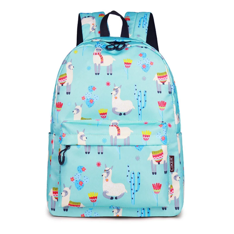 Рюкзак Фламинго с принтом для девочек, Женский школьный рюкзак с рисунком животных, рюкзаки для ноутбука, женская книга, сумка для путешествий, сумки на плечо - Цвет: Небесно-голубой