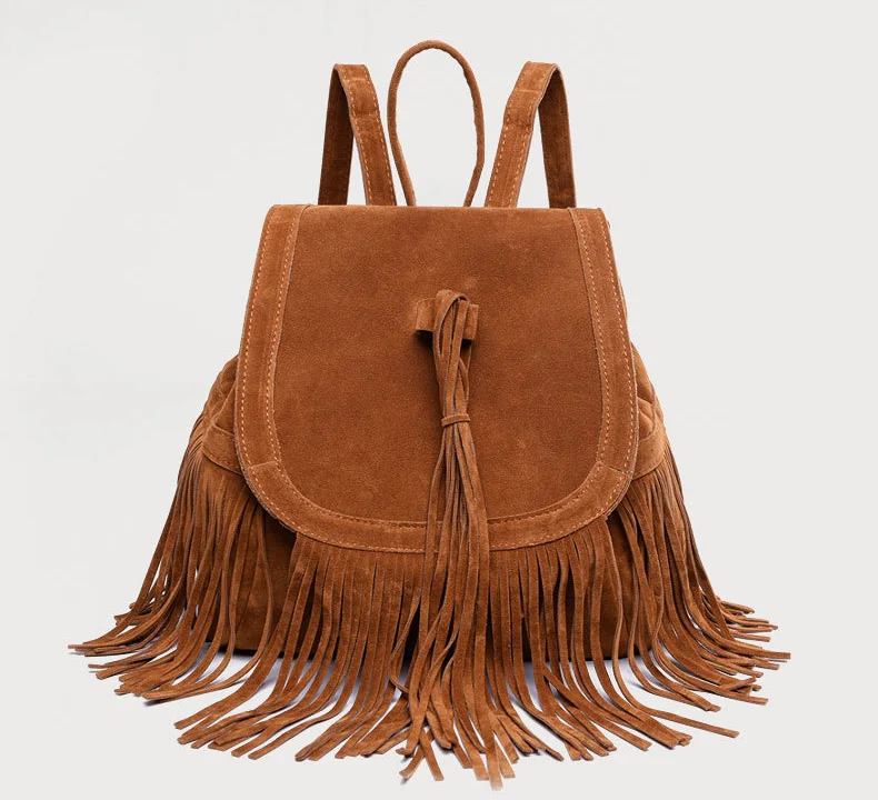 women backpack vintage fringe tassle bag bacpacks (9)s