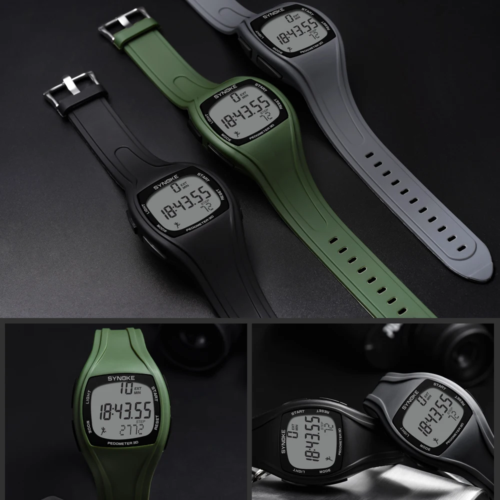 SYNOKE 9105 Sport Watch Men Pedometer 50M Waterproof Multifunction Digital Wristwatch PU Strap LED Mens Electronic Watch Mens 6