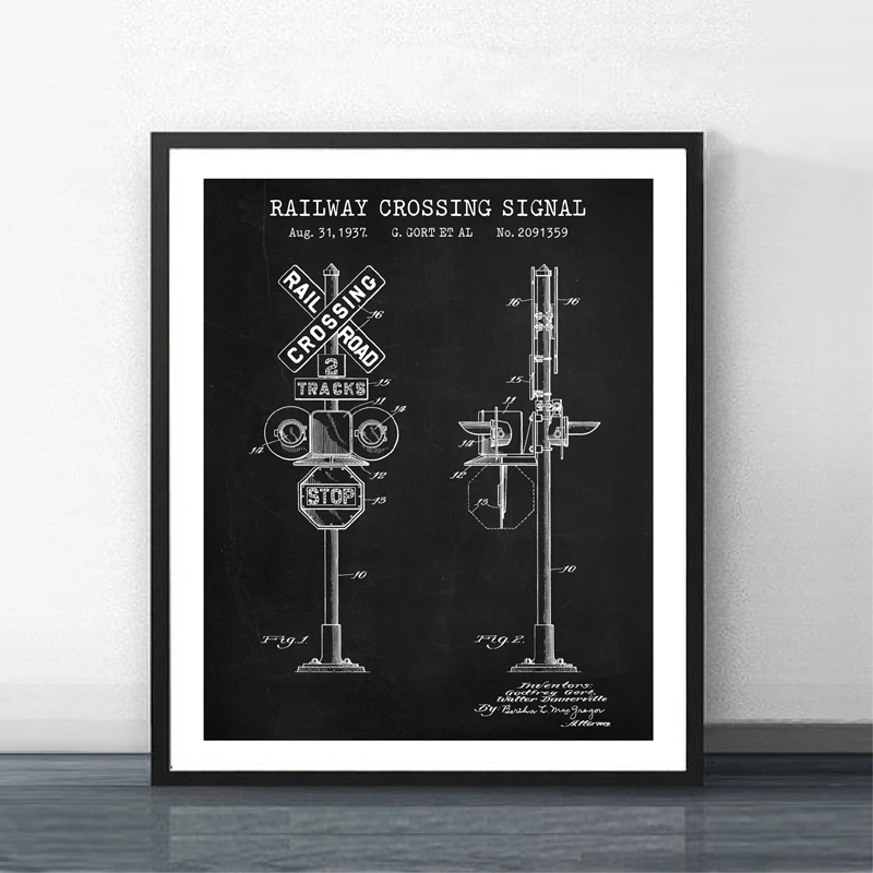 Railroad Signal Patent Poster Home Decor