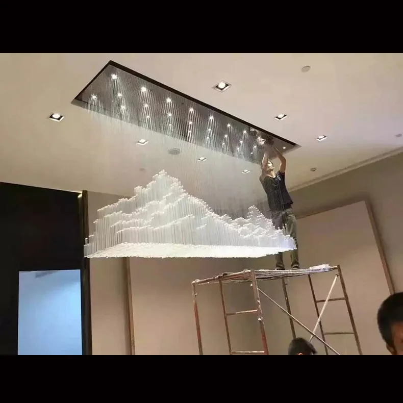 Modern Crystal Chandelier Lights Fixture Ice Mountain LED Ceiling Suspension Hang lamp Living Room Light Dimming Lustre Lamp (5)