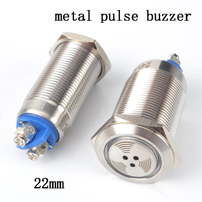 

Free shipping 22mm Metal pulse buzzer Waterproof oil-proof press button with LED flash light screw connection metal alarm