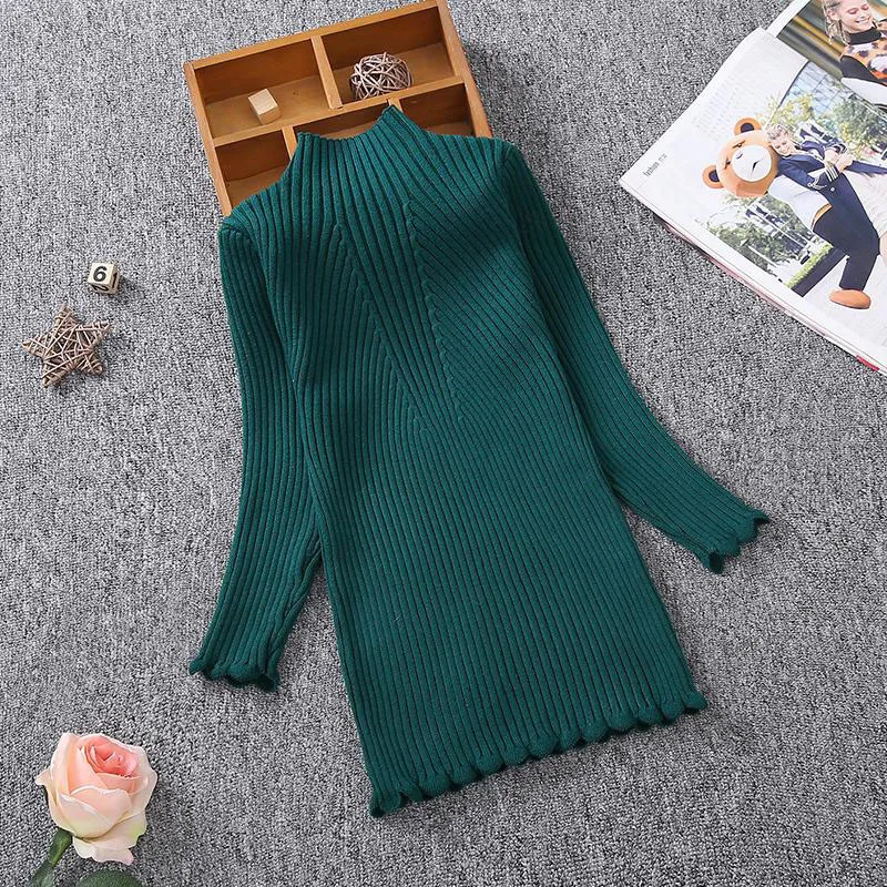 Baratos Nuevo 2018 Otoño Invierno niñas Vestido de punto ropa para niños ajustado princesa niñas suéter vestido 2 13Y RT275