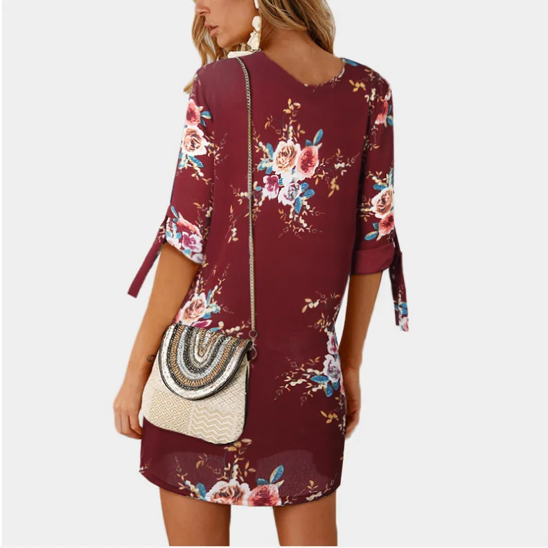 Женское летнее платье бохо, стильное шифоновое пляжное платье с цветочным принтом, сарафан-туника, свободное праздничное платье, vestidos, большие размеры, 5XL CE3078