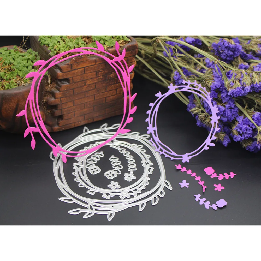

Hamyho Metal Cutting Dies Decor Flower Pattern Wreath Frame Scrapbooking Paper Craft Die Cut Create Stamp Embossing Card Stencil