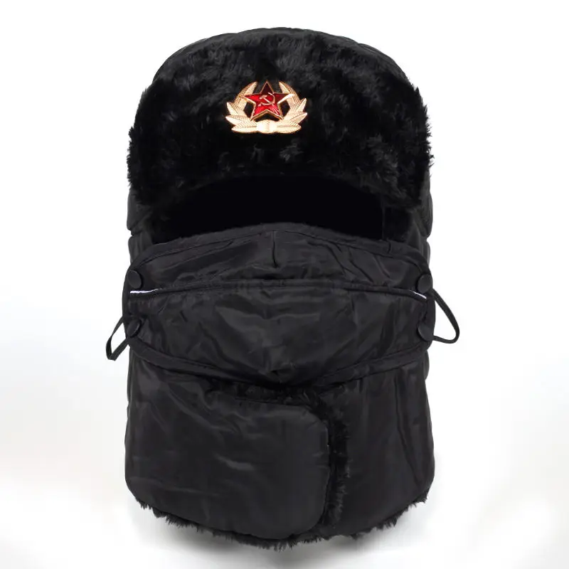 Летчик-охотник, шапка-бомбер Советской Армии, военный значок ушанка, шапка авиатора, зимняя хлопковая шапка с ушками