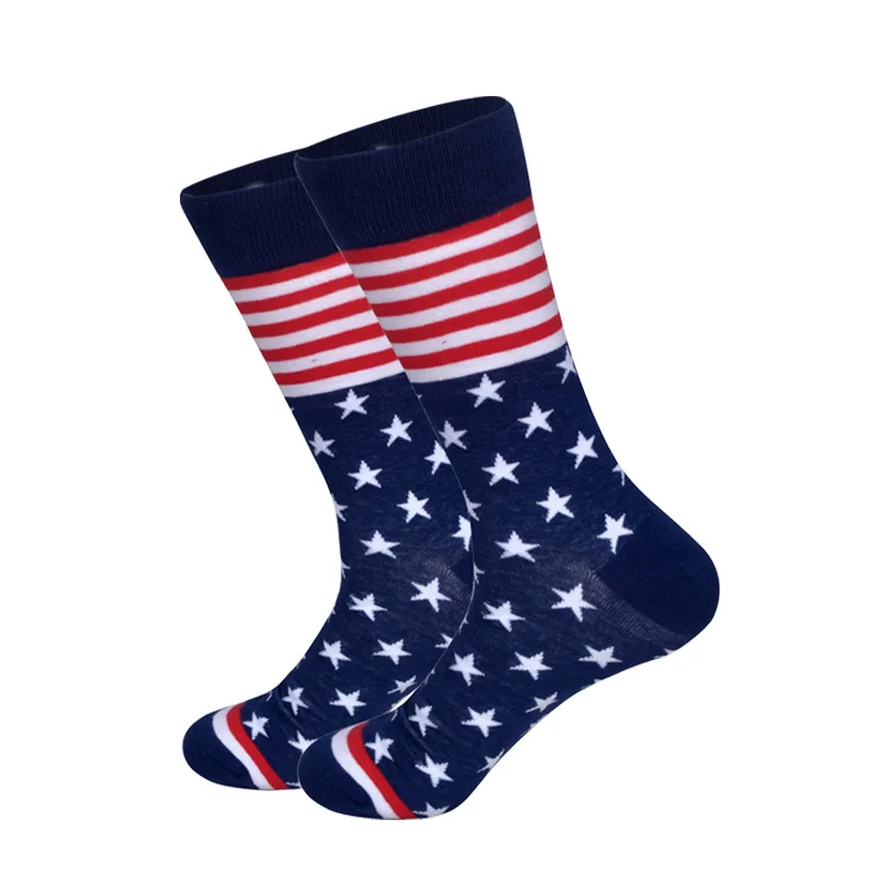 Мужские носки с индивидуальным дизайном, модные мужские носки, 20 цветов, в полоску и со звездами, черепами, велосипедами, Happy Calcetines - Цвет: Stripes And Stars B