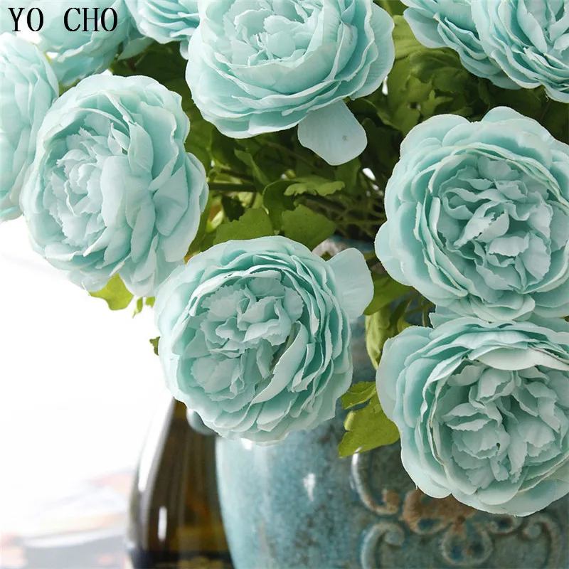 roses artificial peonies flower bouquet home garden decoration wedding party fake flowers  (5)