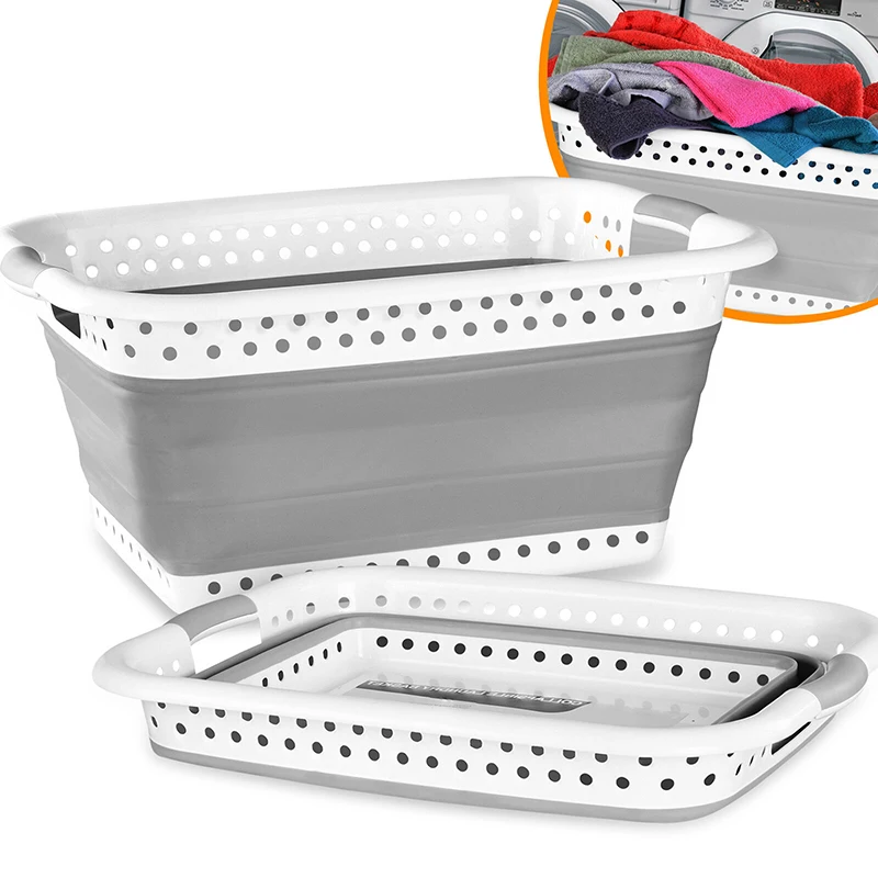 

Collapsible Laundry Basket Space Saving Folding Cloth Washing Storage Container UD88