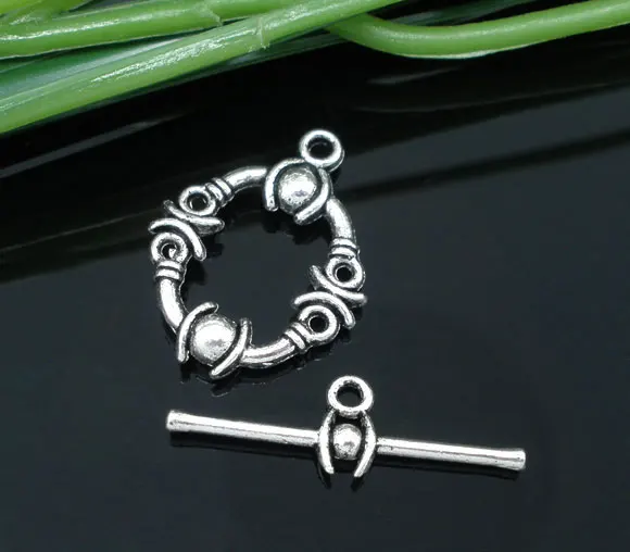 

Zinc metal alloy Toggle Clasps Oval Antique Silver Pattern Pattern 21mm x17mm(7/8"x5/8")25mm x8mm(1"x3/8"),6 Sets new