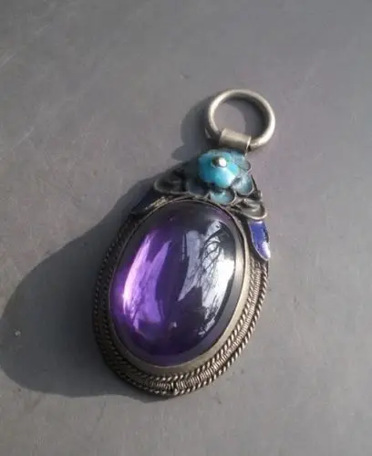 

Chinese old miao silver enwrap pendant amulet