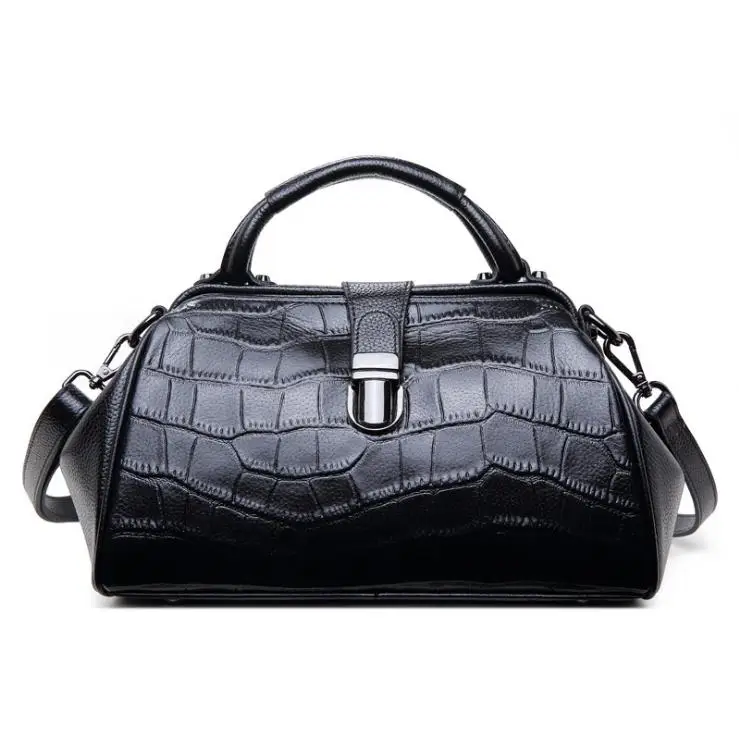 

2018 designer's new leather handbag fashion brand one-shouldered hand-carried bag with cowhide crocodile pattern and crossbody b
