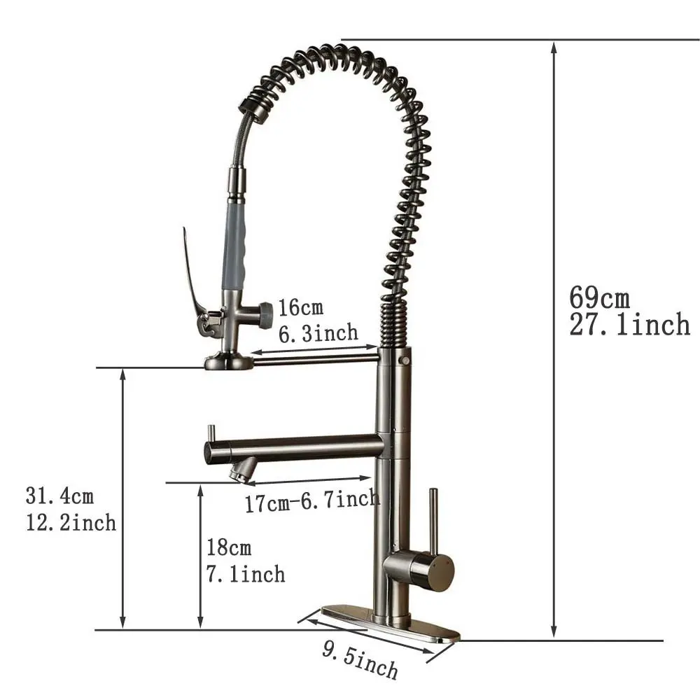 Прочный пружина в краску, вытяжной кран для кухонной раковины с одной ручкой и распылителем, черный бронзовый выдвижной кухонный кран