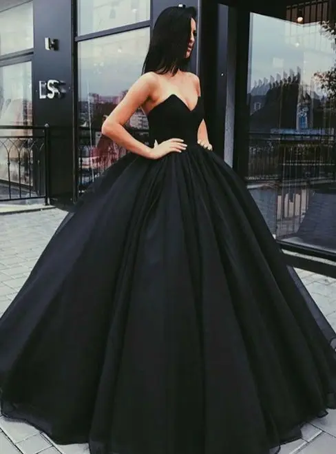 Бальное платье Черный Вечерние платья для любимой органзы открытой спиной Пол Длина Выпускные платья халат De Soiree