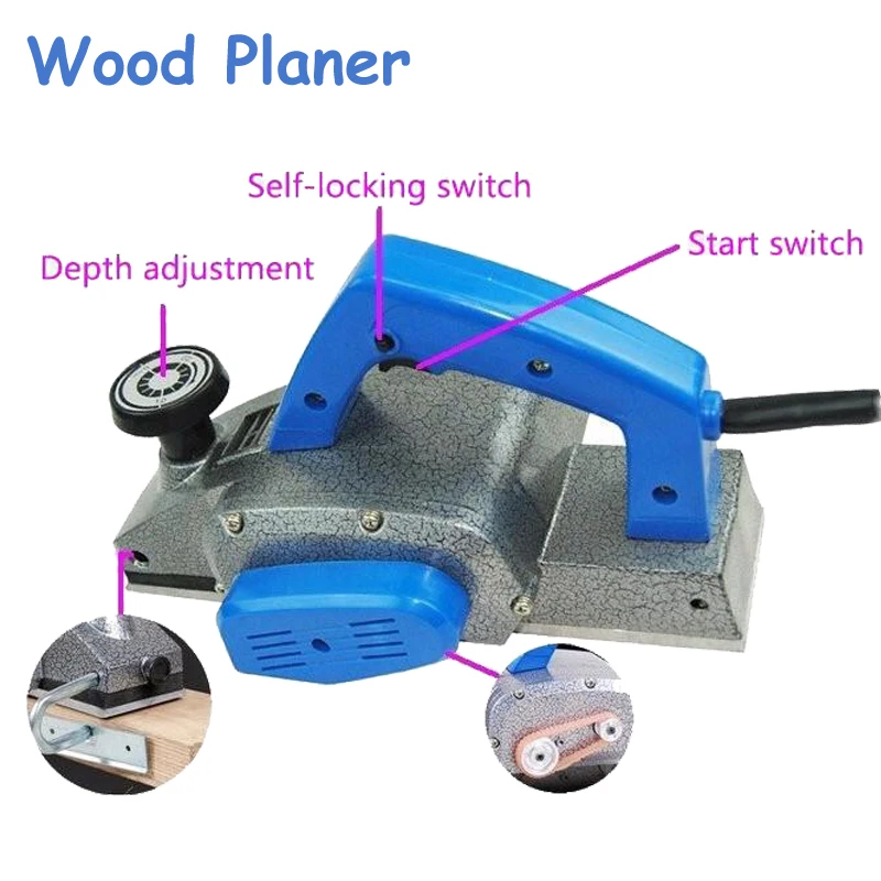 220V 1000W Wood Planer High-Power Multi-Function Electric Planer Professional Woodworking Machine