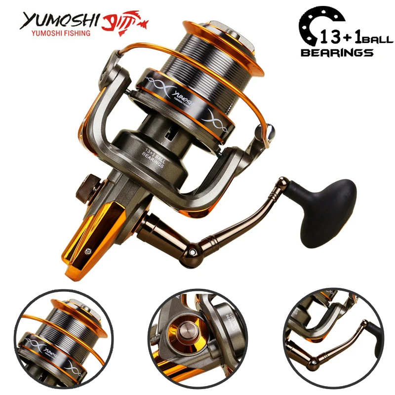 Металлическая спиннинговая катушка Yumoshi 8000 9000 13 + 1BB односторонняя Рыболовная