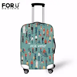 FORUDESIGNS утолщенный багаж защитный чехол для 18-30 дюймов социальный работник принт тележка чехол водостойкий эластичный чемоданы сумка