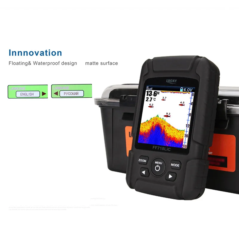 محظوظ FF718LiC الحقيقي للماء صياد السمك رصد 100 m/328 قدم اللاسلكية السونار السلكية محول Fishfinder اللون الأبيض LED