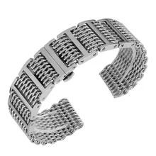 20/22/24mm Silver/Black Shark Mesh Stainless Steel Watch Band Push Button Hidden Clasp Men Watches Strap Adjustable Bracelet 22mm silver stainless steel shark mesh watch band men women replacement wrist strap push button hidden clasp high quality