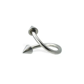 

(Min. order $10) Free Shipping Steel Cone Spike Spiral Twister 16G Labret Lip Rings Mixed Sizes
