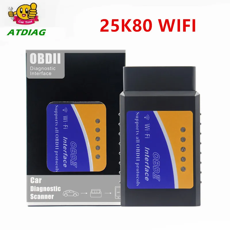 HH OBD 25K80 версия V1.5 с чипом 1,5 ELM327 расширенный мини HH ELM 327 V1.5 Bluetooth OBD2 Авто сканер инструмент - Цвет: 25k80 wifi