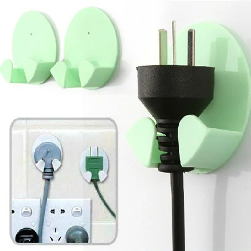 

2pcs Power Plug Hooks Home Office Wall Adhesive Plastic Power Plug Socket Holder Hanger Safety Protecet Plug Wall Storage Hook
