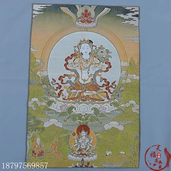 

Christmas Thangka brocade silk painting embroidery Buddha White Buddha Nepal Guanyin Halloween