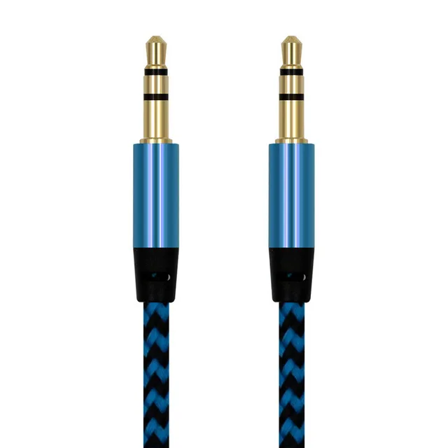 CatXaa 1 м Aux кабель 3,5 мм до 3,5 мм Jack аудио кабель папа-папа нейлоновый кабель 1 м золотой разъем Aux шнур для автомобиля iphone 5 6 samsung - Цвет: Blue