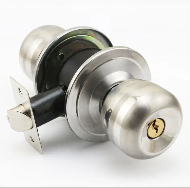 Indoor bedroom bathroom door ball lock stainless steel universal wooden round Door lock in