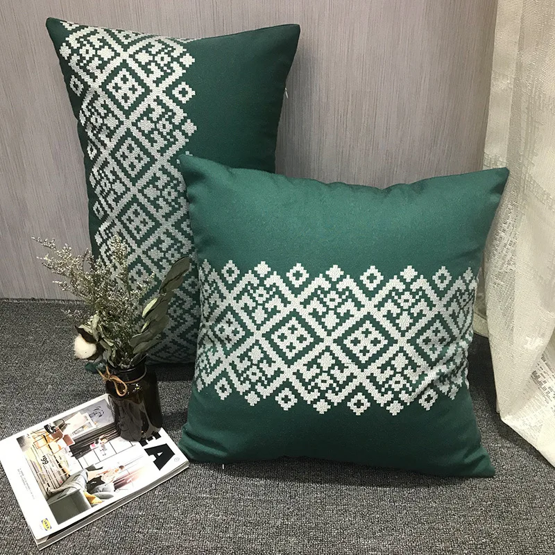 2019 Vintage Geometric Pillow Case For Chair Car Sofa European Simple Lumbar Pillow Cover Soft Simple Dustproof Cushion Cover