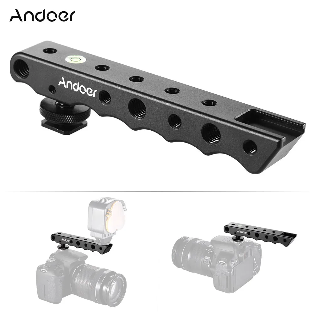 

Andoer Video Top Handle Handgrip Stabilizing Grip w/ Cold Shoe + Bubble Level for Canon Nikon Sony DSLR Camera Camcorder