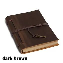 Vintage Genuine Leather Journal and Sketchbook - A5 Planner and Notebook for Travel, School, and Office (Dark brown)